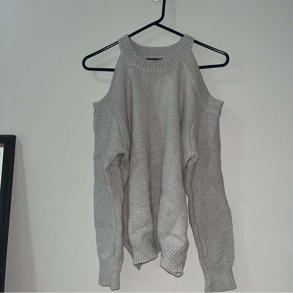 Gray Women's Cold Shoulder Sweater